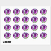 Paarse Tulpen Ronde Sticker (Vel)