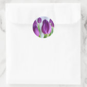Paarse Tulpen Ronde Sticker (Tas)