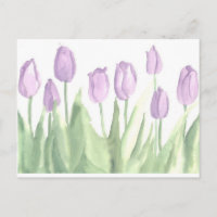 Paarse Tulpen Tuin Waterverf Bloemen