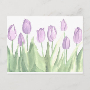 Paarse Tulpen Tuin Waterverf Bloemen Briefkaart