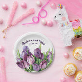 Paarse Tulpen - Waterverf bruiloft/douche Papieren Bordje (Feest)