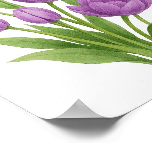Paarse Tulpen Waterverf Print - Spring Wall Decor (Hoek)