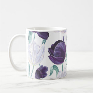 Paarse tulpen: wit  realisme. koffiemok