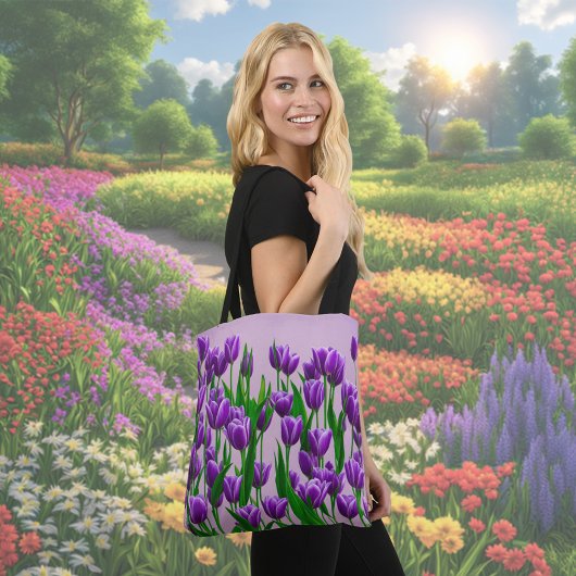 Paarse Tulpenbloem Canvas tas