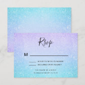 Paarse & Turquoise Bat Mitzvah RSVP Glitter Paint Kaartje (Voorkant / Achterkant)