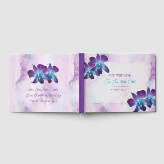Paarse Turquoise Blauwe Dendrobium Orchidee Bruilo Gastenboek (Volledig)