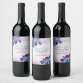 Paarse Turquoise Blauwe Dendrobium Orchidee Bruilo Wijn Etiket (Flessen)