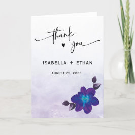 Paarse turquoise blauwe orchidee bruiloft dank u bedankkaart
