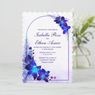 Paarse Turquoise Blauwe Orchidee Huwelijksuitnodig Kaart