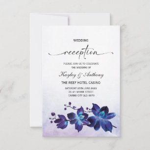 Paarse Turquoise Blue Orchid Reception RSVP Kaartje