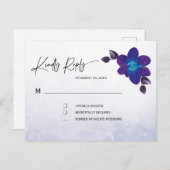 Paarse Turquoise Blue Orchid Wedding Briefkaart (Voorkant / Achterkant)