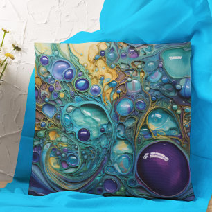 Paarse Turquoise bubbel Organische Vormen Kussen
