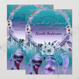 Paarse & Turquoise Droomvanger Boho Bruiloft Borre Kaart