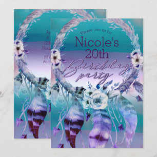 Paarse & Turquoise Droomvanger Boho Verjaardagsfee Kaart