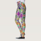Paarse Turquoise Fractal Pattern Custom Name Leggings (Links)