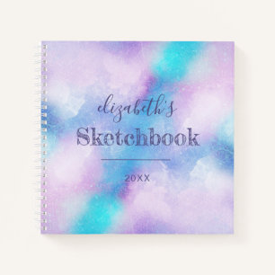 Paarse Turquoise Gepersonaliseerde artistieke ketc Notitieboek