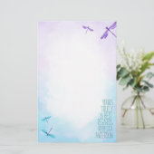 Paarse, turquoise libellen persoonlijk briefpapier (Staand voorkant)