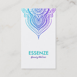 Paarse & turquoise op witte paisley kant visitekaartje