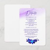 Paarse Turquoise Orchide Trouwdetails Kaart (Voorkant / Achterkant)