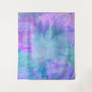 Paarse Turquoise Pastel Vlinder Feest Achtergrond Wandkleed