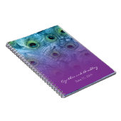 Paarse Turquoise Pauw Notitieboek (Rechterzijde)