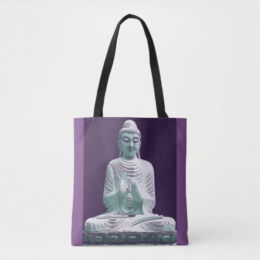 Paarse Turquoise Peaceful Happy Buddha Draagtas (Voorkant)