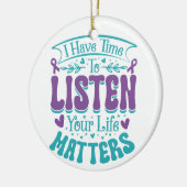 PAARSE TURQUOISE SUÏCIDE PREVENTIE BERICHT KERAMISCH ORNAMENT (Links)