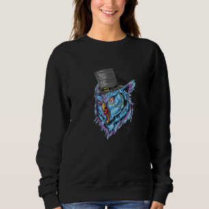 Paarse Turquoise Uil Met Driehoeken Synthwave Gedi Trui