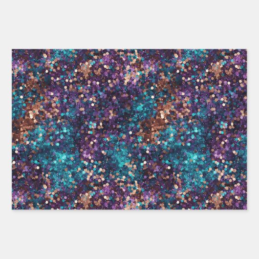 Paarse Turquoise Zeemeermin Sparkle Girly Glitz Inpakpapier Vel (Voorkant 3)