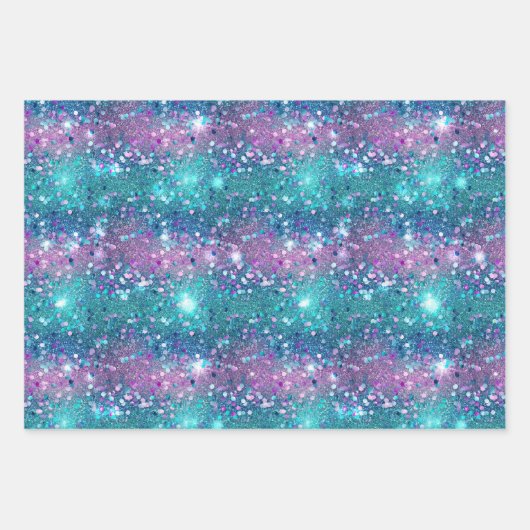 Paarse Turquoise Zeemeermin Sparkle Girly Glitz Inpakpapier Vel (Voorkant)