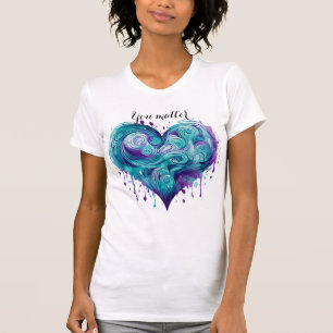 PAARSE & TURQUOISE ZELFMOORDBEWUSTZIJN ONDERSTEUNI T-SHIRT