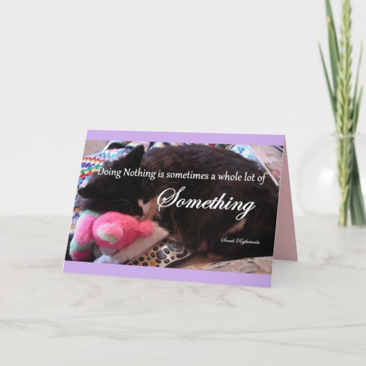 Paarse Tuxedo Cat Hugging Teddy Get Well Card Kaart (Voorkant)