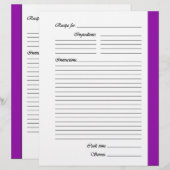 Paarse tweezijdige Recipe Pages (Voorkant / Achterkant)