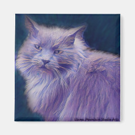 Paarse Twig magnet met gestyliseerde kat #1 Magneet