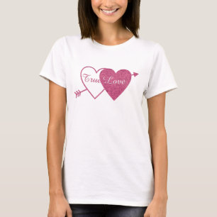 Paarse Twin Hearts met Arrow-Valentijnsdag T-shirt