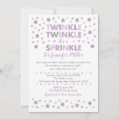 Paarse Twinkle Star Baby Sprinkle Kaart (Voorkant)