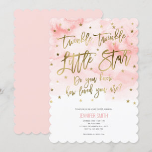 Paarse, Twinkle Stars, Waterverf, Baby Girl Kaart