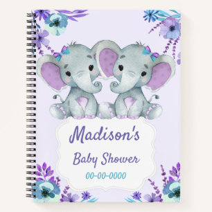 Paarse Twins Olifant Memory Book Baby shower Blauw Notitieboek