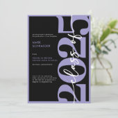 Paarse typografie Afstuderen aankondiging (Staand voorkant)