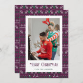 Paarse Ugly KerstSweater Photo Holiday Cards Feestdagenkaart (Voorkant / Achterkant)