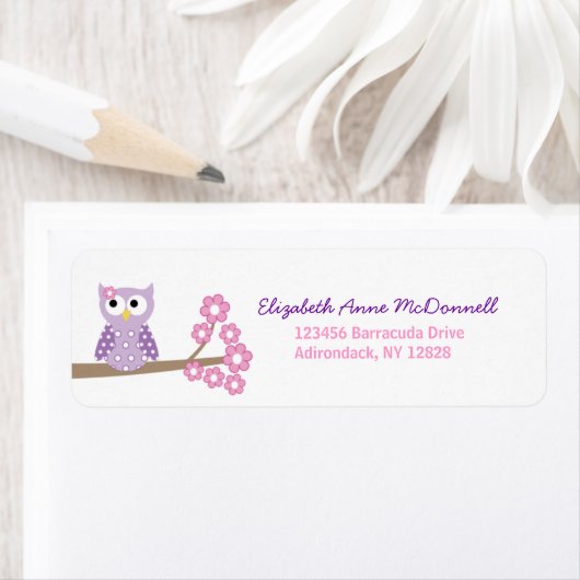 Paarse Uil Custom Adresetiketten Etiket (Insitu)