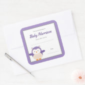 Paarse Uil meisje Bookplate sticker (Envelop)