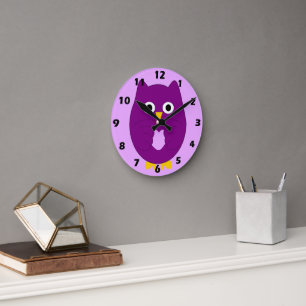 Paarse Uil Ontwerp Ronde Klok