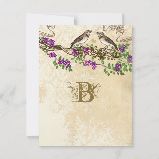 Paarse uitlakkerafdeling  vogels weduwschap RSVP Kaart (Achterkant)