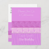 Paarse uitnodiging tot afdruk van dieren (Voorkant / Achterkant)