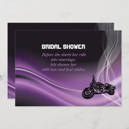 Paarse uitnodiging tot douche voor bruiloft met br (Voorkant / Achterkant)