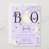 Paarse uitnodiging tot geboorte Halloween (Voorkant)