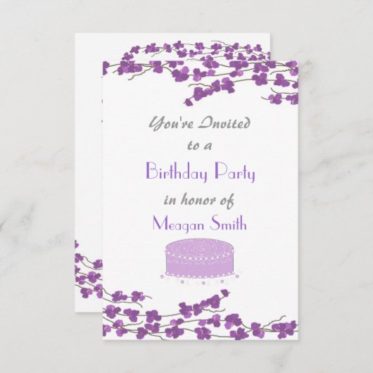 Paarse uitnodiging tot het indienen van een bloese (Voorkant / Achterkant)