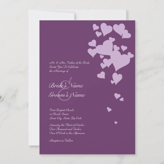 Paarse uitnodiging tot het trekken van harten (Voorkant)