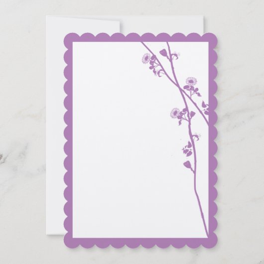 Paarse uitnodiging tot inschrijving op bruiloft in (Achterkant)